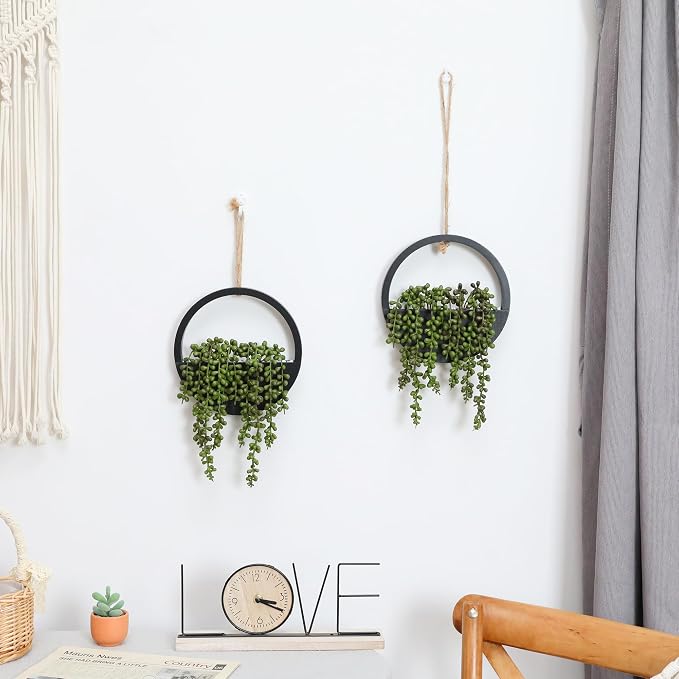 2pcs Artificial Succulents Hanging Plants 20.1'' Fake String of Pearls in Pot - Image 5