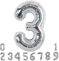 TONIFUL 40 Inch Silver Number 3 Balloon Large Foil 3rd Birthday Decorations | by TONIFUL