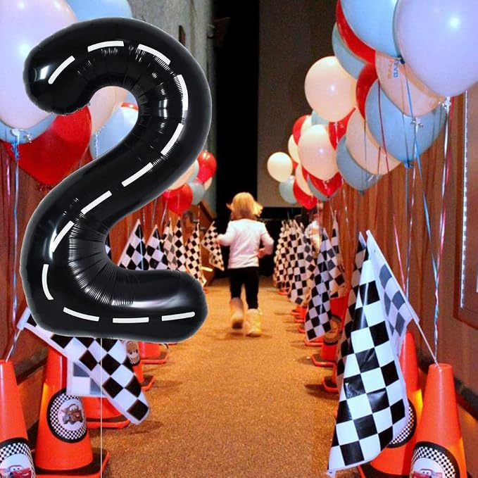 TONIFUL Race Car Black Balloons Car Birthday Party Supplies, 40 Inch Giant - Image 4