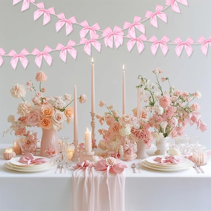 2pcs Pink Bow Garland Banner - Image 6