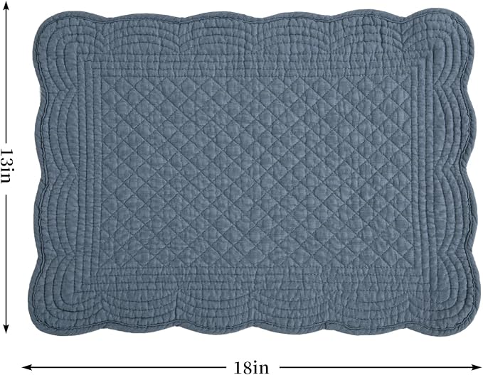 HOMBYS Quilted Placemats Set of 6 Washable-13x18 inches Rectangular Placemats - Image 2