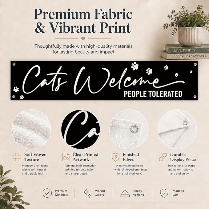 Cat Welcome Banner Decor for Home, Cute Paw Print Hanging Wall Decoration for - Image 5