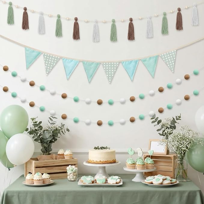 Hahafelt 4 Pcs Baby Shower Party Decoration Kit Pennant Bunting Banner Tassel - Image 3