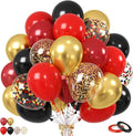 Red Black Gold Balloons, 12 Inch Metallic Gold Confetti Latex Balloon Helium by BIAPIAN