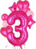 40 Inch Number Balloons Hot Pink 3 Cowgirl Pink 3rd Birthday Decor 9 Pcs | by GGDE