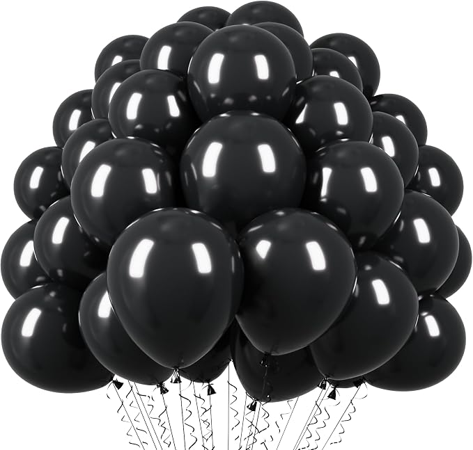Voircoloria 110pcs Black Latex Party Balloons, 12inch | by Voircoloria