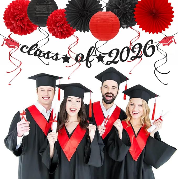 Black Red Graduation Party-Decorations Garland - Image 6