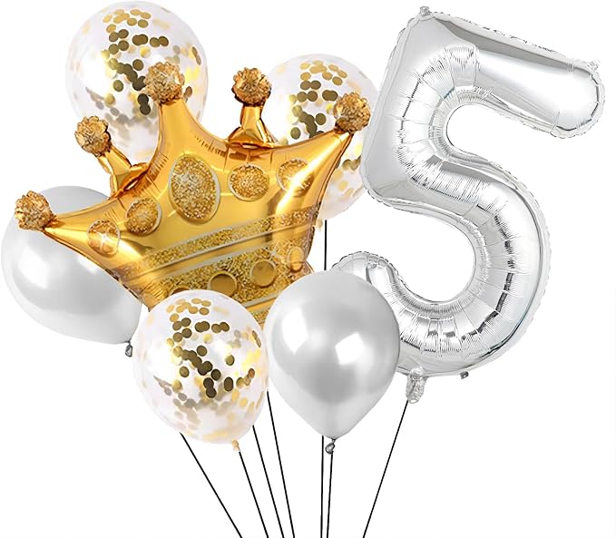 40 Inch Silver Number Balloons, Helium Mylar Foil Number Balloons - Image 2