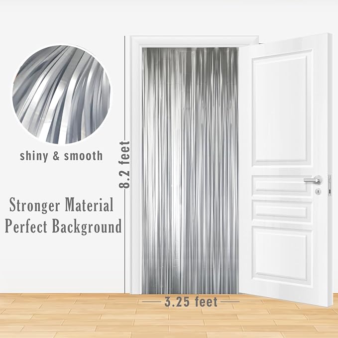 GOER 3.2 ft x 8.2 ft Metallic Tinsel Foil Fringe Curtains, Party Streamer - Image 2