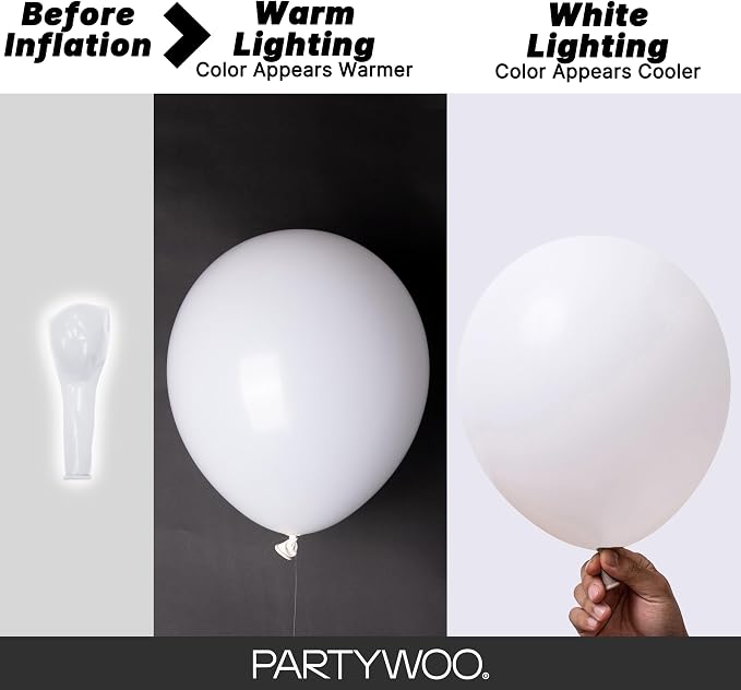 PartyWoo White Balloons 100pcs 12 Inch Latex Helium White Balloons | Wedding - Image 3