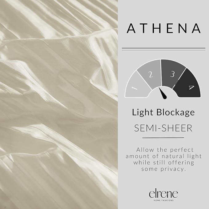 Athena Faux Silk Window Curtain and Scarf Set, Ivory - Image 4