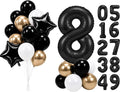PartyWoo Number Balloons 40 Inch Black Number 8 Kit 25pcs by PartyWoo