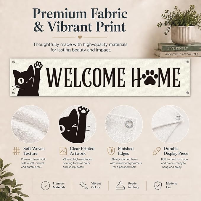 Welcome Home Cat Banner Decor, Cute Paw Print Hanging Wall Decoration - Image 5