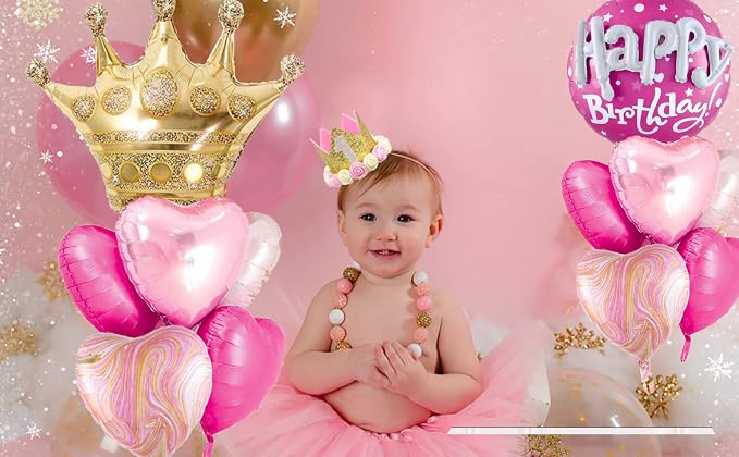 36inch Hot Pink Happy Birthday Foil Balloons Decorations - Image 4