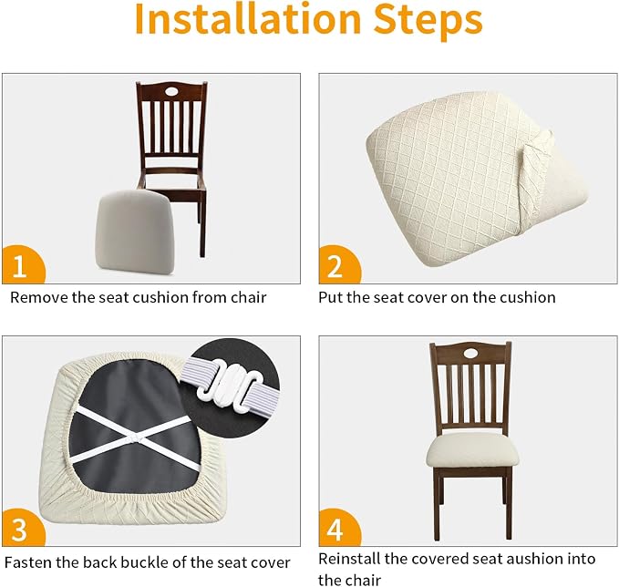 Fuloon Dining Room Seat Covers Chair Seat Slipcovers, 6 Pack, Dining Chair - Image 4