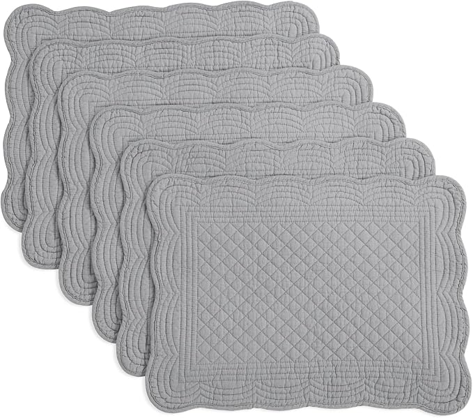 HOMBYS Quilted Placemats Set of 6 Washable-13x18 inches Rectangular Placemats by HOMBYS