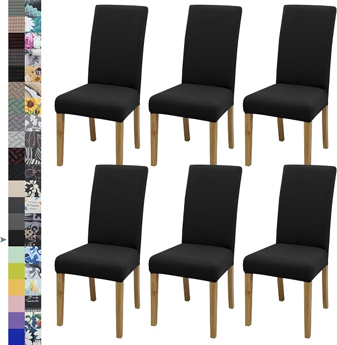 Dining Chair Covers, Stretch Seat Covers, Washable Furniture Protector | 6 Pack by BIETYONE