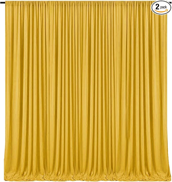 10 x 7 Feet Gold Backdrop Curtain for Partie, Background Curtains for Photoshoot, Birthday, Wedding, Halloween, Thanksgiving, Christmas Day, New Year Party Decorations 5Ft x 7Ft, 2 Panels