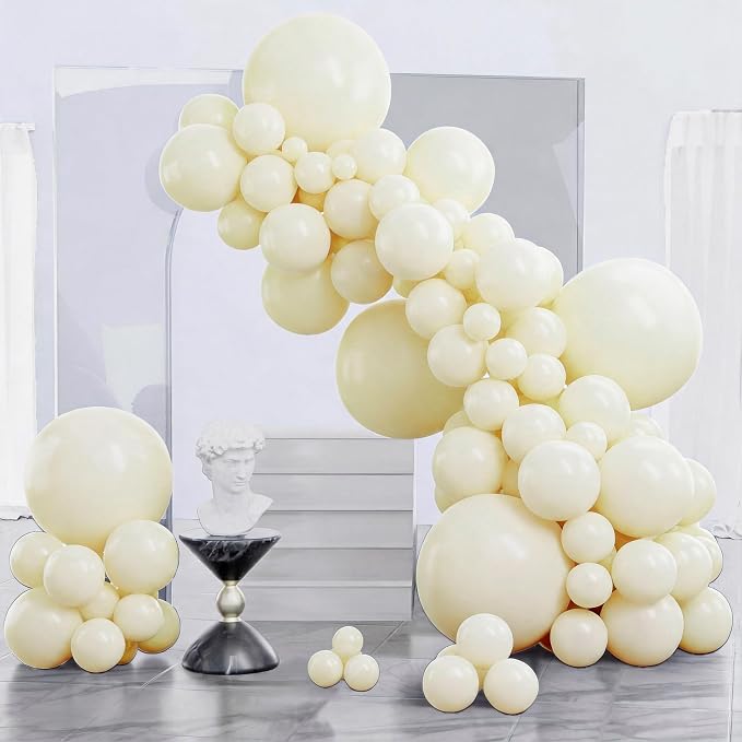 PartyWoo Pastel Yellow Balloons 140pcs Light Pale Yellow Color | 18 12 10 5 by PartyWoo