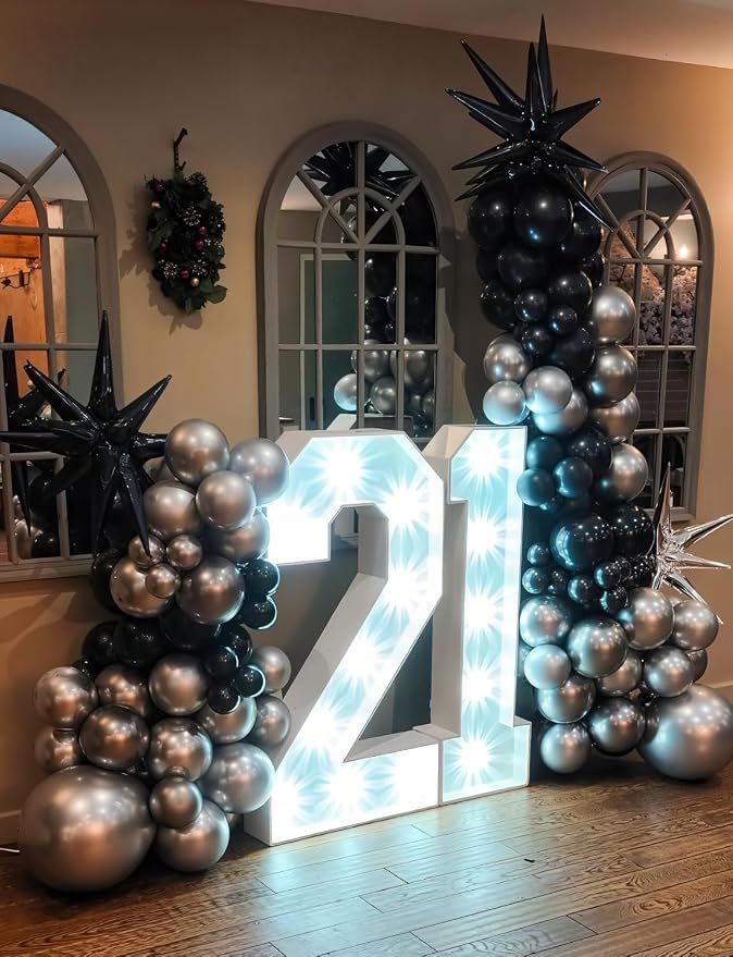 Black Star Balloons, Large Spike Balloons | 22 Inch Star Balloons, One-Piece - Image 2