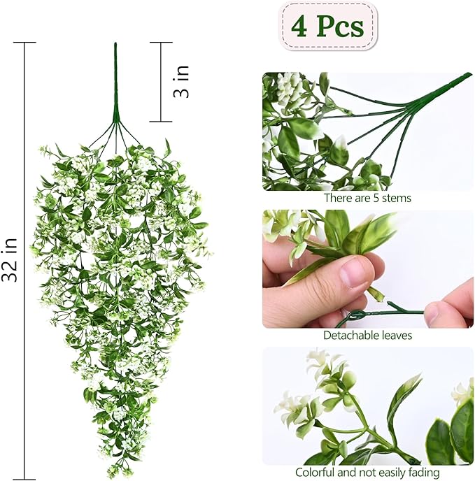 4pcs Fake Hanging Plants, Faux Ivy Fake Vines Greenery | Artificial Hanging - Image 5