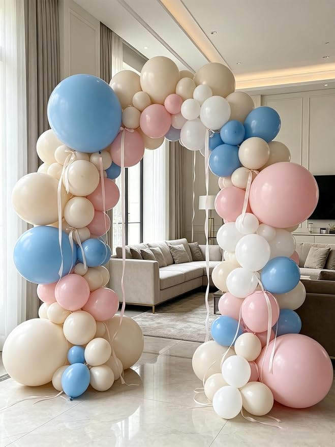 White Balloons 125 Pcs Different Sizes 18 12 10 5 Inch Sand White Neutral Latex - Image 6