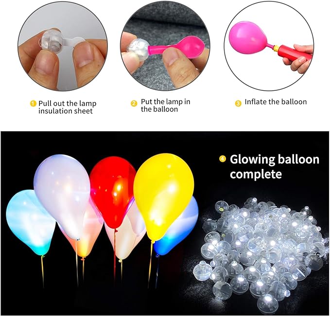 200pcs White LED Balloon Light, Tiny Light Mini Round Led Ball Lamp - Image 2