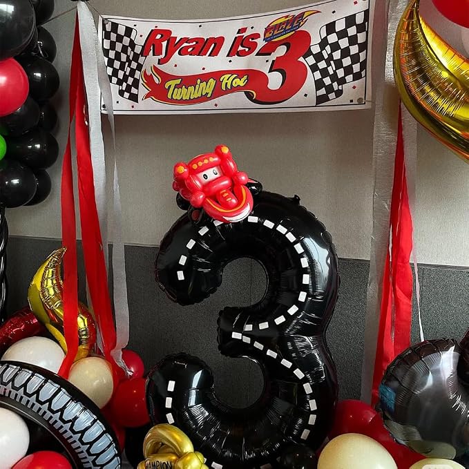 40 Inch Race Car Black Number Balloons Race Car Birthday Party Balloons Large - Image 5