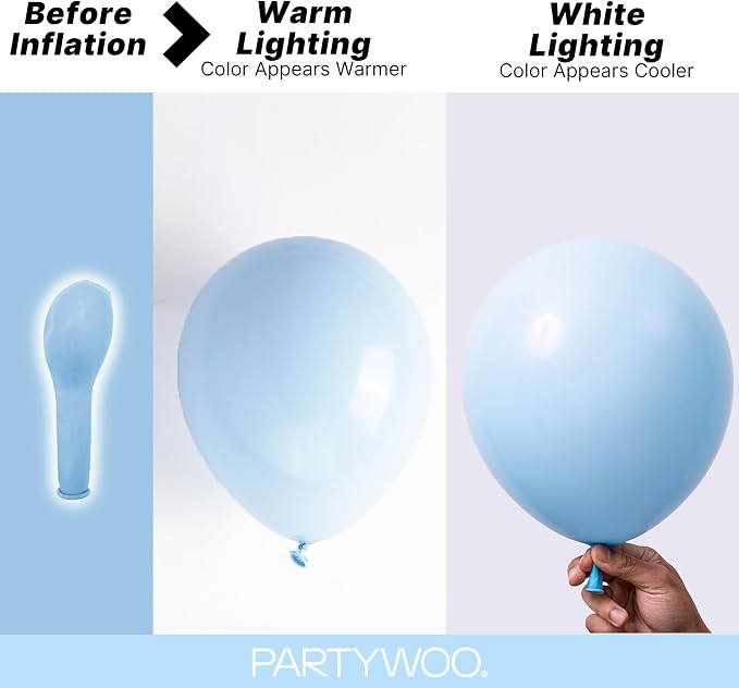 PartyWoo Baby Blue Balloons 123pcs Light Pastel Sky Aqua Blue Color | Different - Image 3