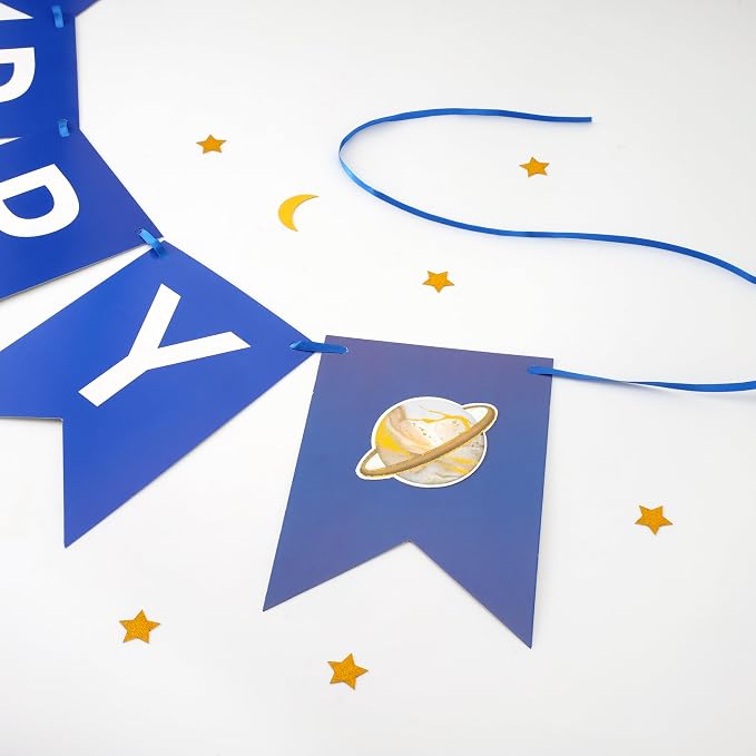 Outer Space Birthday Banner, Pre-Strung Galaxy Party Decorations - Image 3