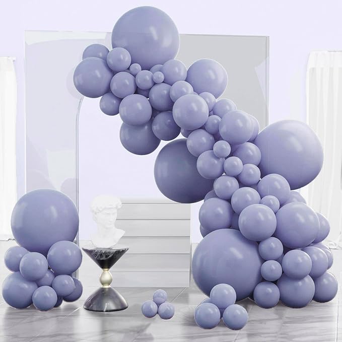 PartyWoo Dusty Blue Balloons 120pcs Boho Dusty Purple Muted Lavender Color | by PartyWoo
