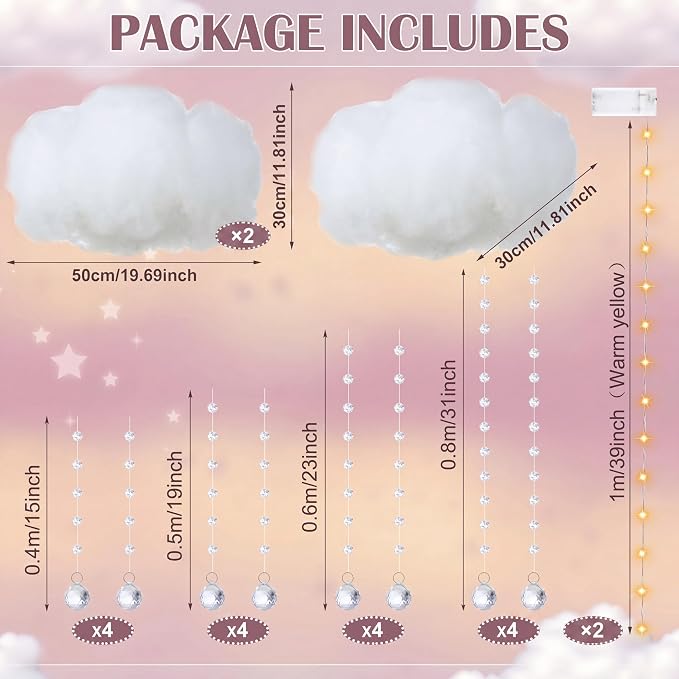 Marsui Artificial Cloud Props LED Hanging Cloud Light String Fake Imitation 3D - Image 4