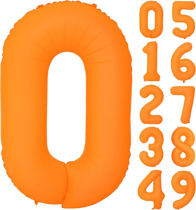 40 IN Orange Birthday Number 0 Balloon Fluorescent Orange Foil Balloon | by YOIOZAIZAI