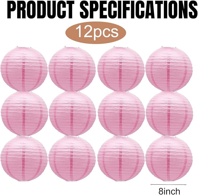 Pink Paper Lanterns Hanging Chinese Round Lanterns - Image 3