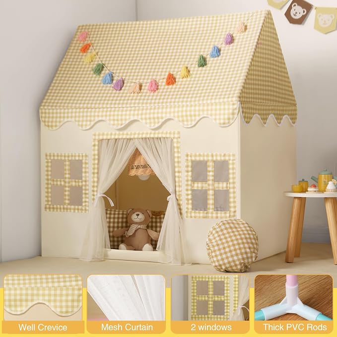 Kids Play Tent Indoor: Mat, Tassel Garland - Image 5