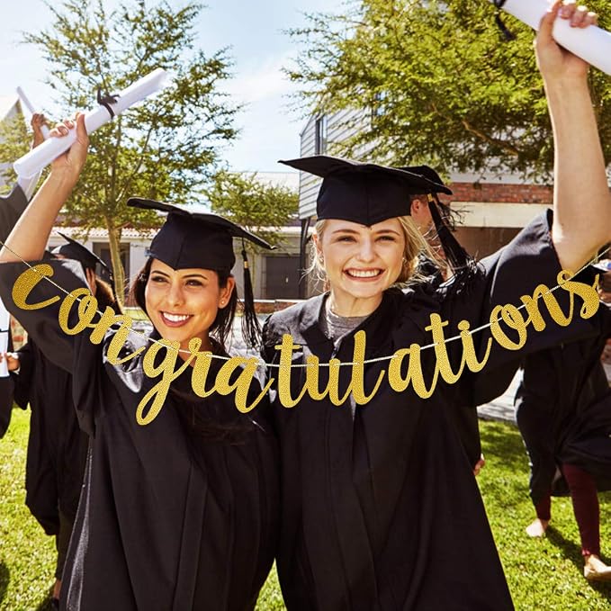 Gold Glitter Congratulations Banner Congratulations Graduate Banner - Image 3