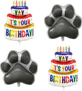 4Pcs Dog Party Decorations Set Happy Birthday Balloon Grey Dog Paw Shaped Mylar by BIEUFBJI