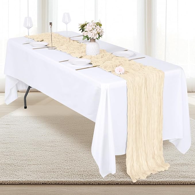 12 Pack Ivory Cheesecloth Table Runner 17x108 Inch Semi Sheer Boho Gauze Cheese - Image 4