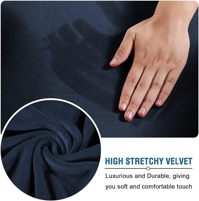 H.VERSAILTEX Modern Velvet Plush 4 Piece High Stretch Sofa Slipcover Sofa Cover - Image 5