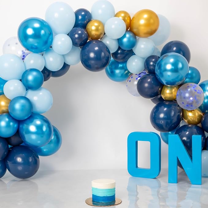 Mr. Pen- Blue Confetti Balloons, 12 Inch, 54 Pack | Latex Metallic Blue Balloons - Image 5