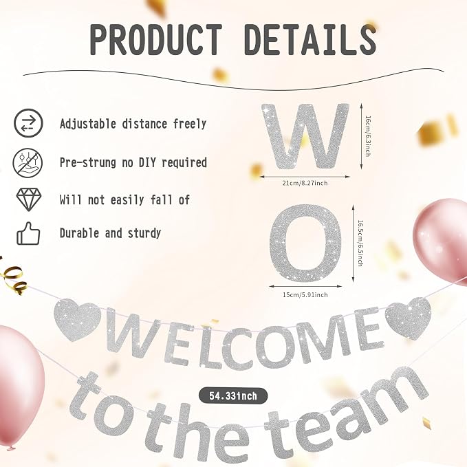 Pre-Strung Glitter Welcome to the Team Banner Welcome Banner Welcome Decorations - Image 3