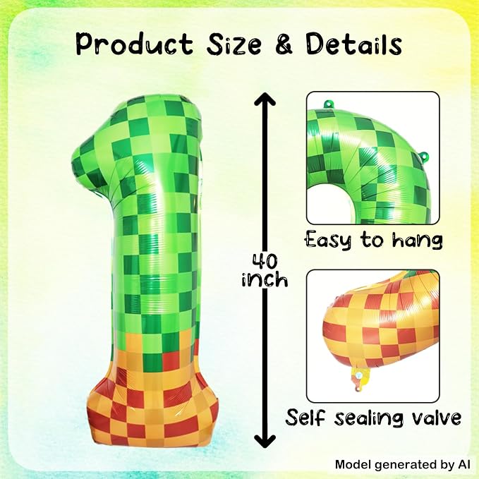 40 Inch Pixel Foil Number 10 Balloon - Image 2