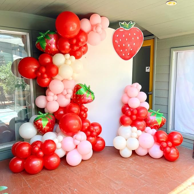 Strawberry Balloons, 12 Inch Red and Pink Balloons - Image 6