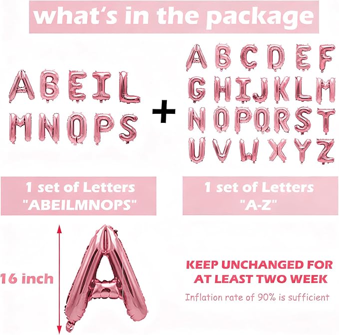 36 Pcs Rose Gold Letter Balloons, Custom A-Z Set - Image 3
