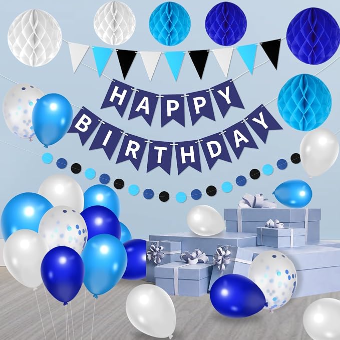 33 Packs Birthday Party Decorations, Happy Birthday Hanging Banner Circle Dot - Image 7
