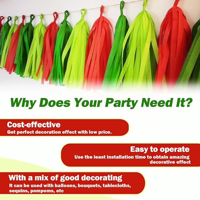 Moss Green Tassel Garland 20 Pcs, Tissue Paper Tassels Garland Banner - Image 3
