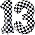 LHOAVWE Number 13 Checkered Balloons 40 Inch Giant Race Car Checkered 13 Number by LHOAVWE