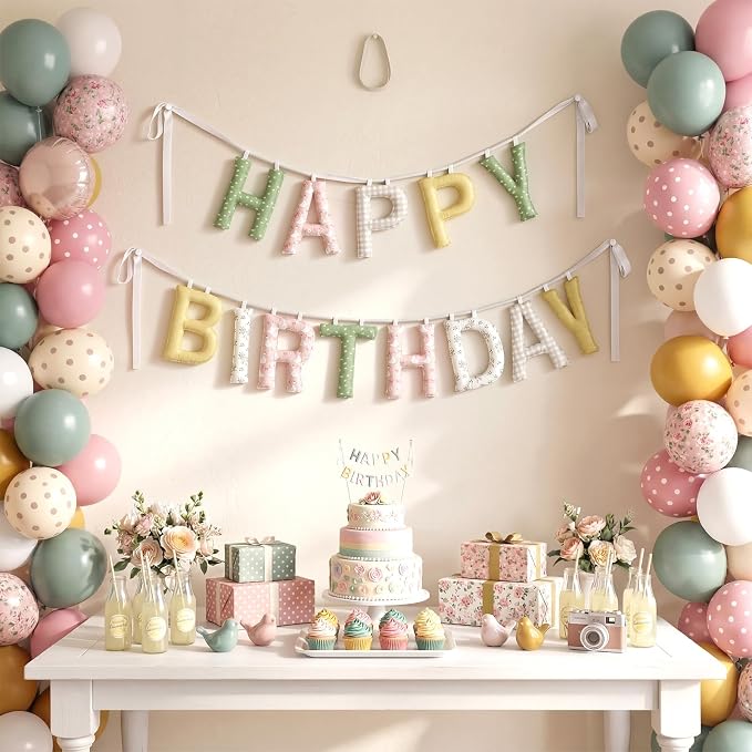 Pre-strung Happy Birthday Banner Sign Reusable Felt Happy Birthday Garland - Image 3