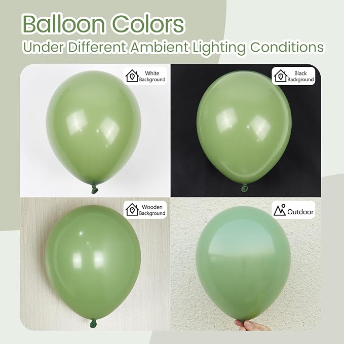 Sage Green Balloons 12 inch, Light Pastel Green Latex 50pcs Party Balloons | - Image 3