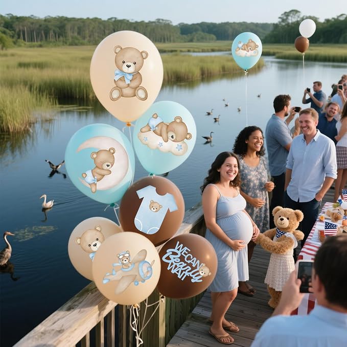 24Pcs Bear Balloons for We Can Beary Wait Baby Shower Decorations 12inch - Image 4